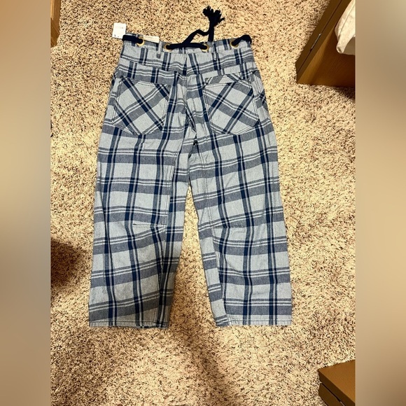 Free People We The Free Moxie Plaid Pull-On Barrel Jeans - Picture 4 of 4